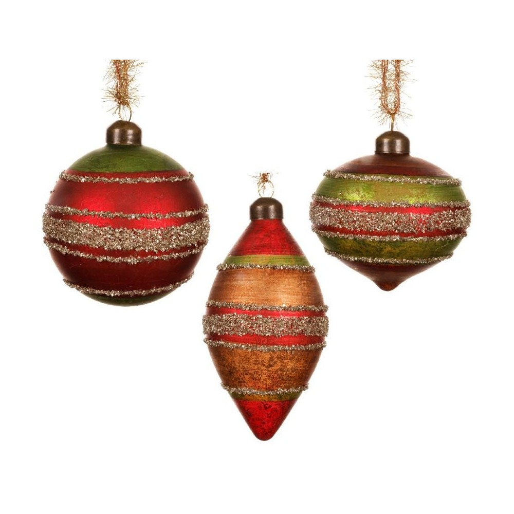 SFERA VETRO D.8CM. 3 ASSORTITE GLITTERATE